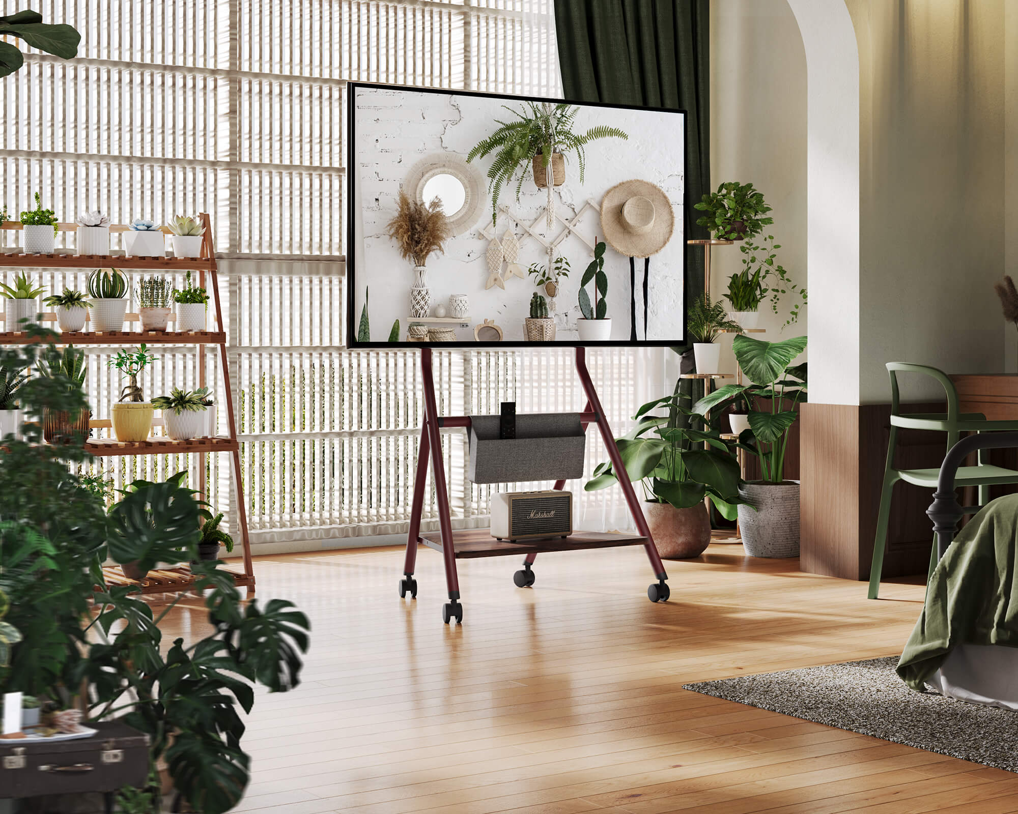 Amazon.co.jp: FITUEYES テレビスタンド 木製 55 65 75 88インチ対応 壁寄せテレビ台 ハイタイプ キャスター付き可能  高さ調整 強化ベース ケーブル管理 左右首振り ブナ材 和室 オフェス ZENシリーズ ブラック : 家電＆カメラ